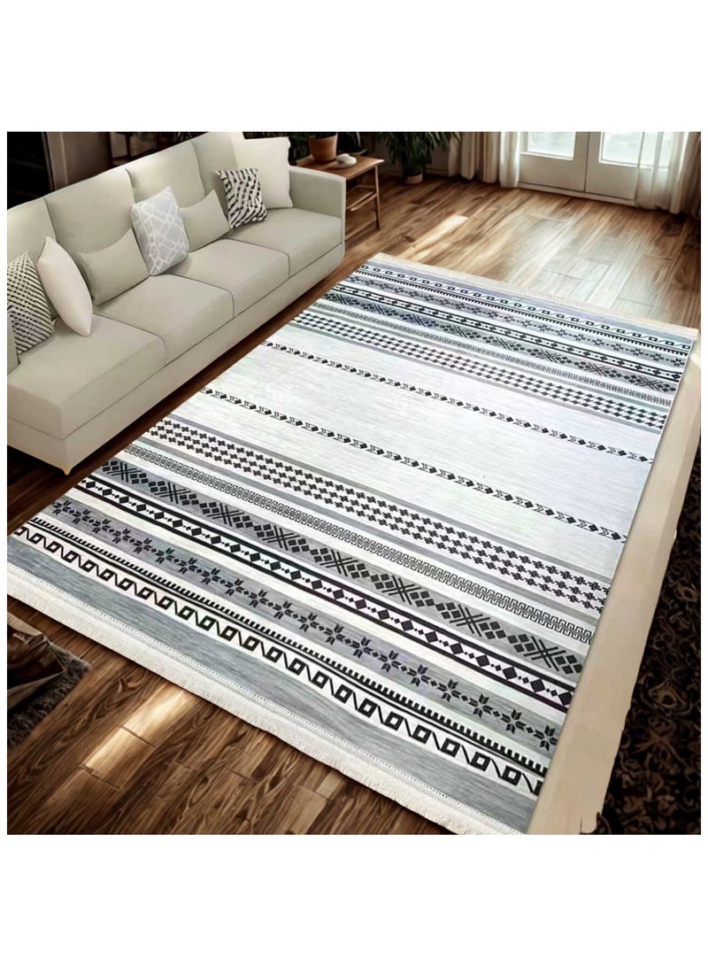 SMART HOME Large padded floor mat with a soft velvet surface and non-slip backing - Living room rug - Majlis rug - Lounge rug - Luxurious decorative rug - Elegant rug with modern patterns for living rooms and majlis - Size 400x300cm - Suitable for everyday use and entertaining - Image 3